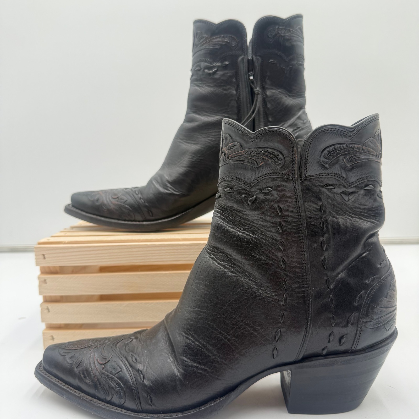 Stallion Zorro Boots Marcy Black Gator Leather Western Ankle 6.5 Handcrafted